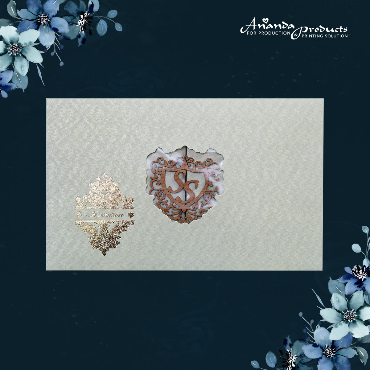 Vintage Creamy Wedding Card anandaproducts